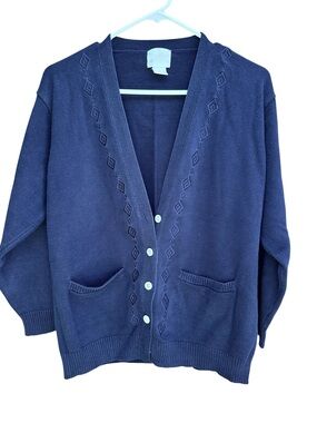 Vintage Judy’s Navy Embroidered Cardigan Sweater